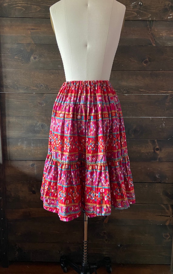 Vintage 90’s southwestern cotton skirt / elastic … - image 4