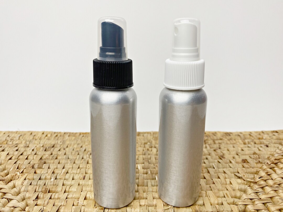 Refillable Aluminum Spray Bottle, 2.7 Oz Black or White Fine Mist