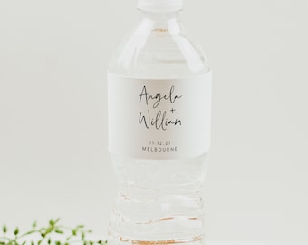 Wedding Waterbottle Label Template INSTANT DOWNLOAD, Bridal Shower Favors Thank You, DIY Printable Decorations, Templett, Custom Label