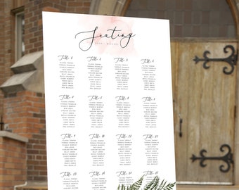 Blush Pink Seating Chart, INSTANT DOWNLOAD Portrait, Sign, Signage, Table Poster, Seating Plan, Table Layout, Find Your Seat PEO015