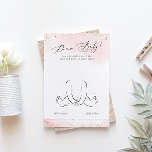 Baby shower spelletjes INSTANT DOWNLOAD Teken de baby, hoe zal de baby eruit zien, afdrukbare games, jongen meisje baby shower spelletjes spelkaarten - PBS001