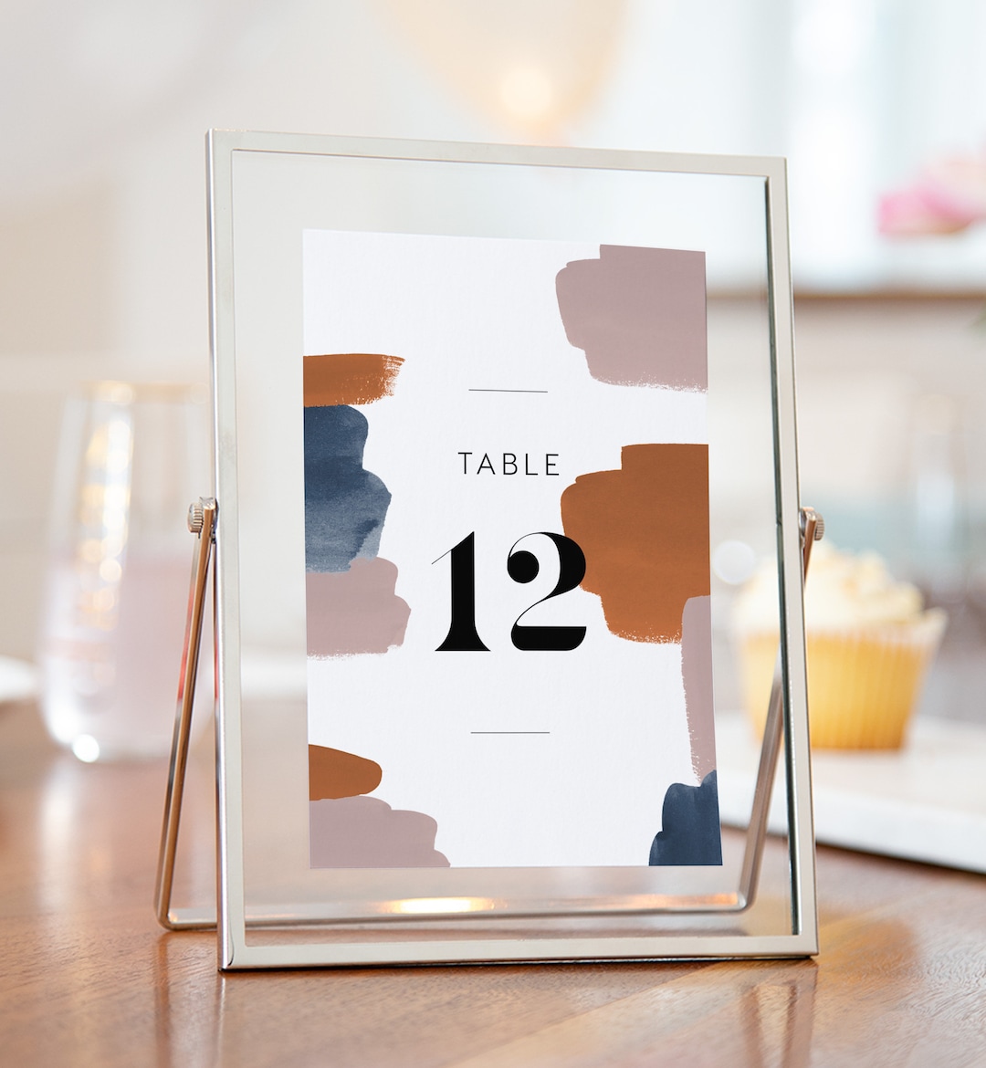 Abstract Table Number INSTANT DOWNLOAD Minimal, Simple, Minimal, White ...