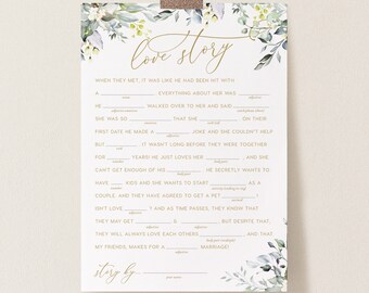 Bridal Shower Mad Libs Game INSTANT DOWNLOAD Wedding Reception Games Funny Bridal Shower Game DIY Wedding Shower Wed Libs Printable - PEO021