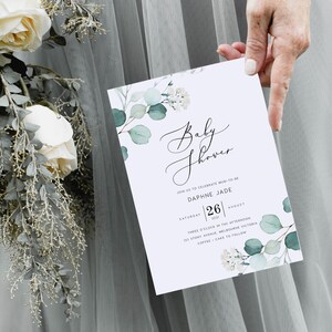 Eucalyptus Baby Shower Invitation INSTANT DOWNLOAD Editable, PDF Printable, Sprinkle, Brunch, Baby Shower Invite, 5x7, Australia - PBS005