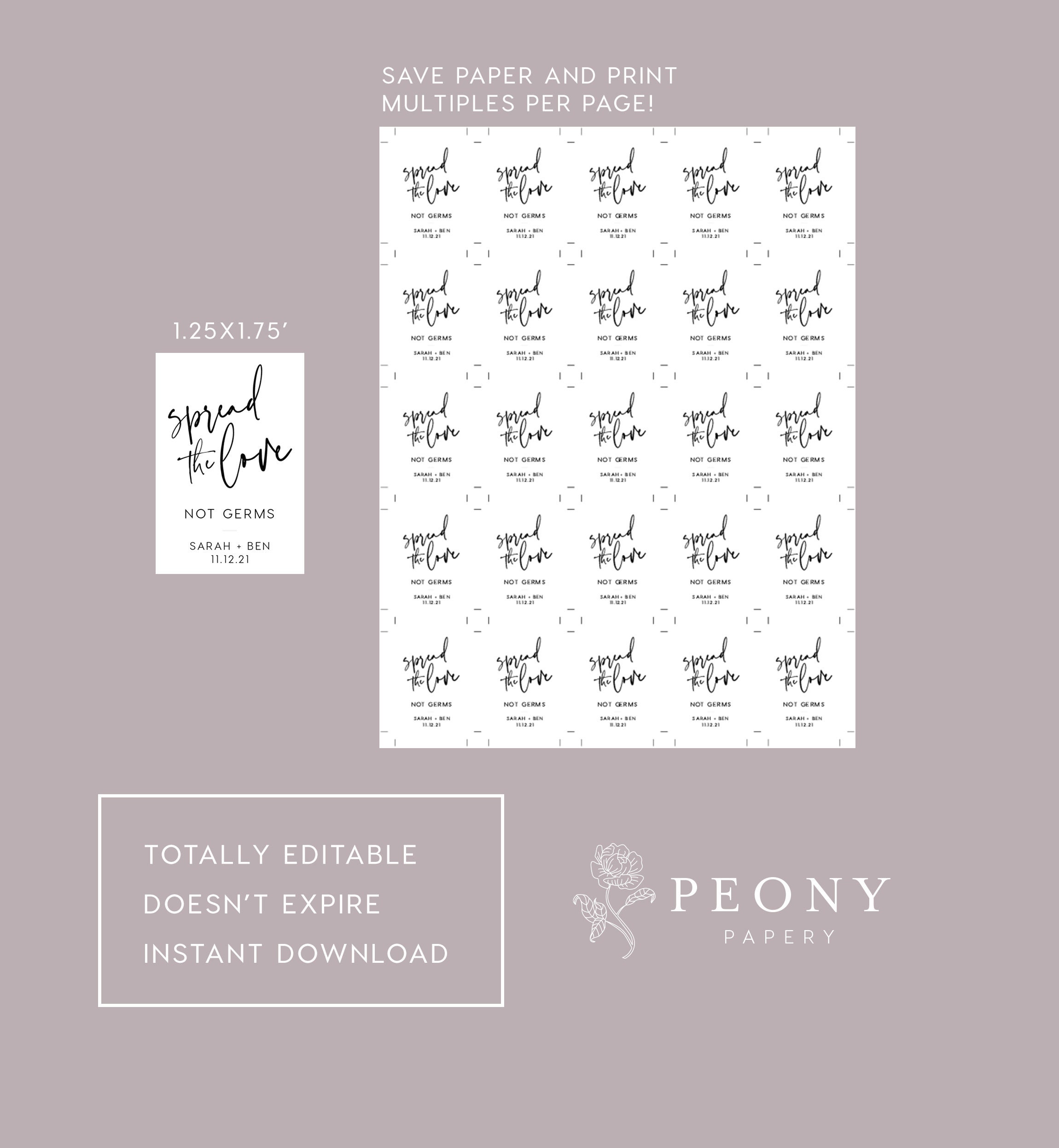 mini hand sanitizer printable labels instant download etsy