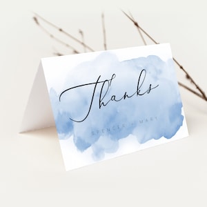 Tarjeta de agradecimiento azul polvoriento DESCARGA INSTANTE Plano Gracias, Nota de agradecimiento, Servilleta, Templett, Imprimible, Mínimo, Simple - 3.5x5" PEO016