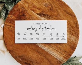 Minimal Wedding Timeline INSTANT DOWNLOAD Welcome Bag Note, Itinerary Template, Order of Events, Wedding Day Schedule, Editable, PEO051