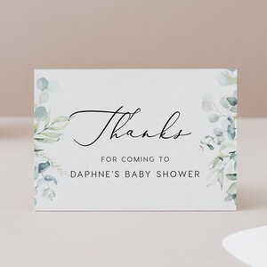 Tarjeta de agradecimiento de eucalipto DESCARGA INSTANTE Plano Gracias Nota de agradecimiento, Servilleta, Templett, Imprimible, Baby Shower Gracias - 3.5x5" PBS005