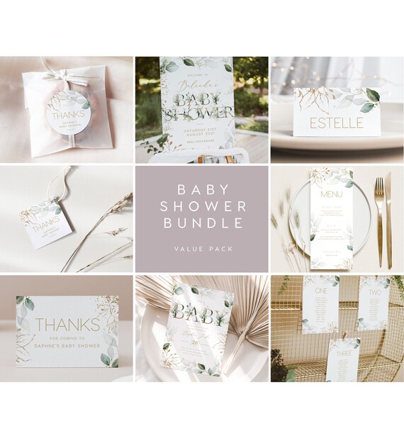 Greenery Baby Shower Bundle INSTANT DOWNLOAD Printable DIY | Etsy