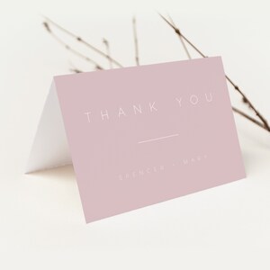 Tarjeta de agradecimiento rosa polvoriento DESCARGA INSTANTE Plano Gracias, Nota de agradecimiento, Servilleta, Templett, Imprimible, Mínimo, Simple - 3.5x5" PEO002