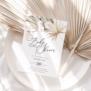 Dried Palms Baby Shower Invitation INSTANT DOWNLOAD Editable, PDF Printable, Sprinkle, Brunch, Baby Shower Invite, 5x7, Australia - PBS009