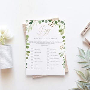 I Spy With My Little Camera Editable pdf Template, INSTANT DOWNLOAD, Wedding Favor, Wedding Reception Game, Hashtag Sign, Kids Table- PEO008