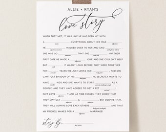Bridal Shower Mad Libs Game INSTANT DOWNLOAD Wedding Reception Games Funny Bridal Shower Game DIY Wedding Shower Wed Libs Printable - PEO020
