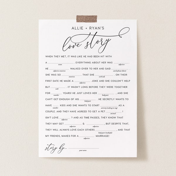 Bridal Shower Mad Libs - Etsy