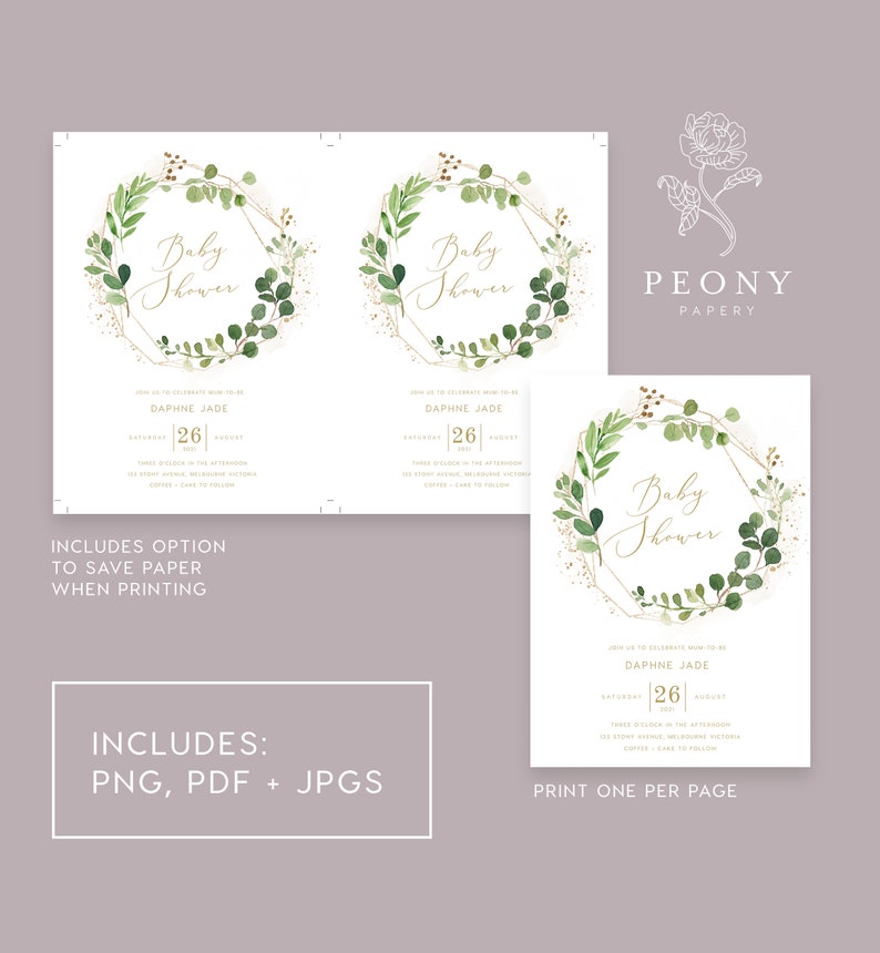Thanks Tag Australia Greenery Baby Shower Bundle INSTANT DOWNLOAD Value Invite Bundle PBS020 Card Invite Enclosure Card