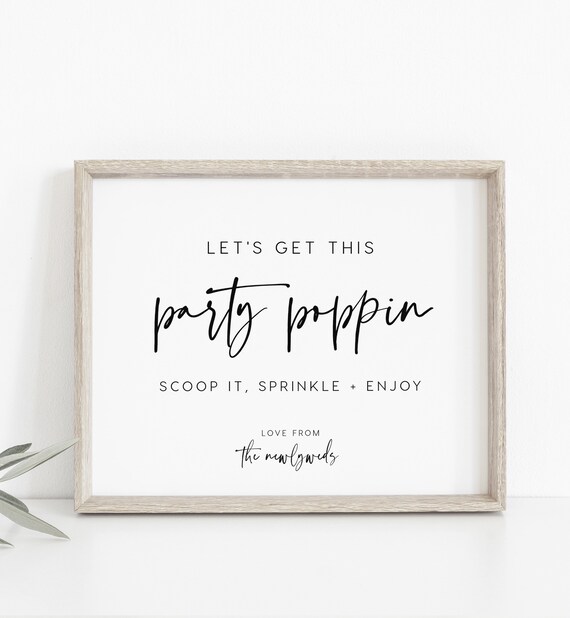 Let's Get This Party Poppin Sign INSTANT DOWNLOAD Editable PDF