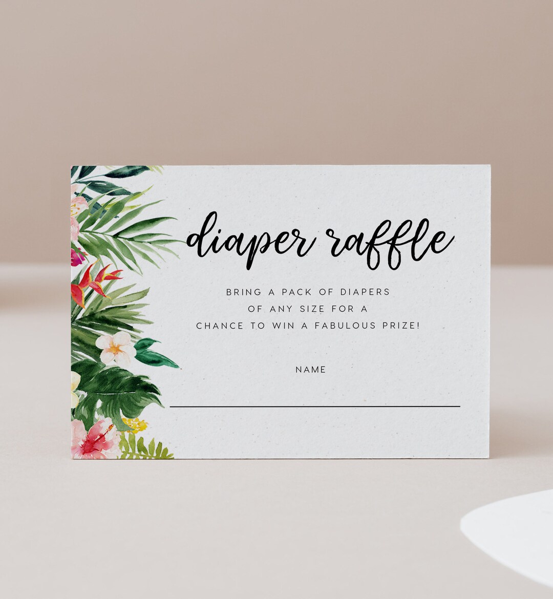 Diaper Raffle Infocard Diaper Raffle Card Editable Pdf Template, INSTANT DOWNLOAD, Gender ...