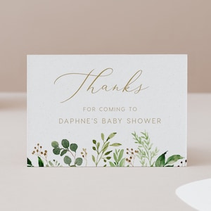 Greenery Gracias Tarjeta DESCARGA INSTANTE Plano Gracias Nota de Gracias, Servilleta, Templett, Imprimible, Baby Shower Gracias - 3.5x5" PBS020