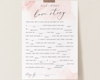 Bridal Shower Mad Libs Game INSTANT DOWNLOAD Wedding Reception Games Funny Bridal Shower Game DIY Wedding Shower Wed Libs Printable - PEO015