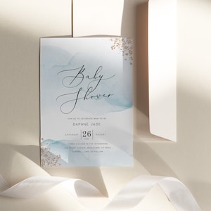 Blue Baby Shower Invitation INSTANT DOWNLOAD Editable, PDF Printable, Sprinkle, Brunch, Baby Shower Invite, 5x7, Australia - PBS002