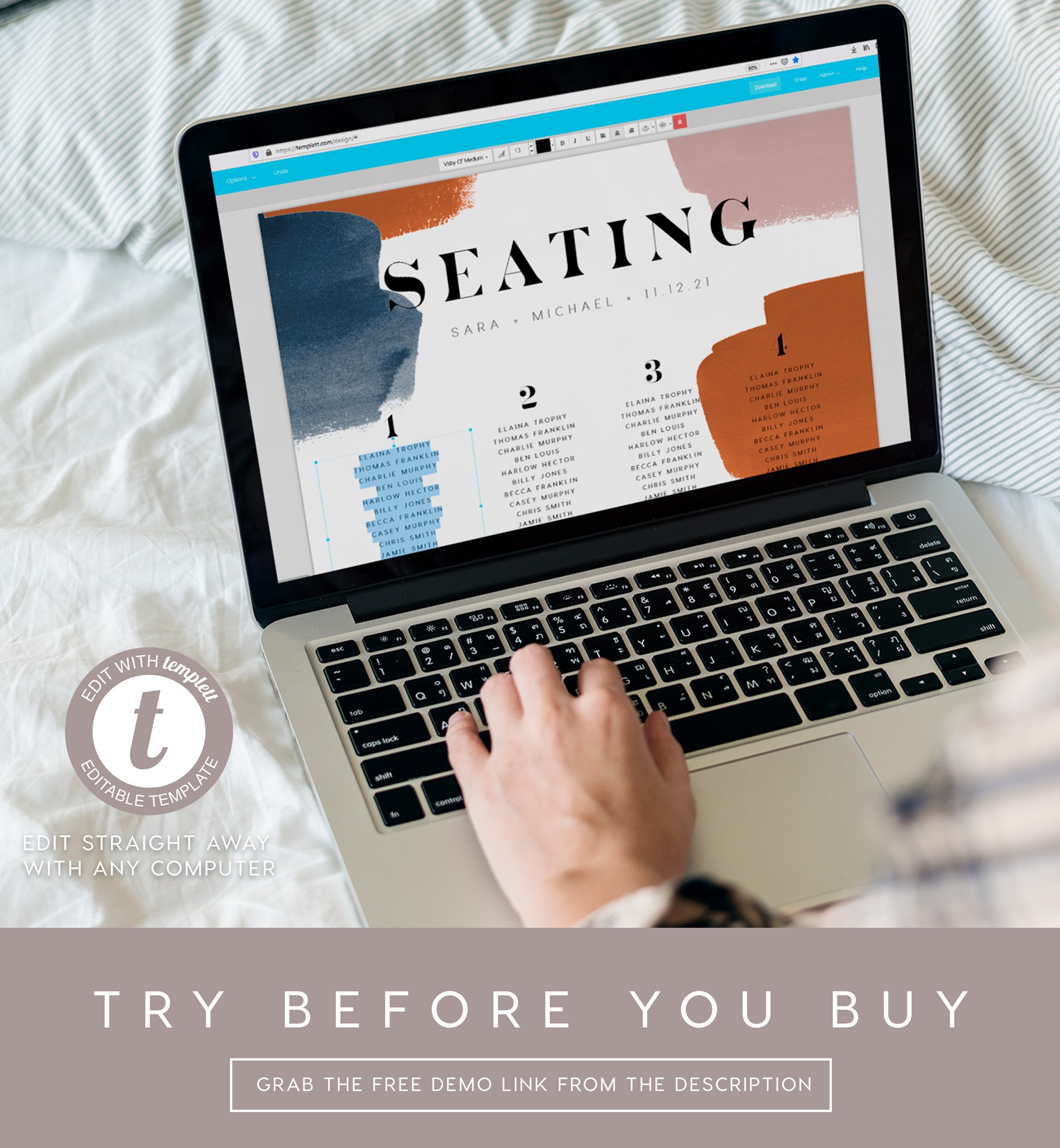 Abstract Seating Chart INSTANT DOWNLOAD Eucalyptus, Portrait, Sign ...
