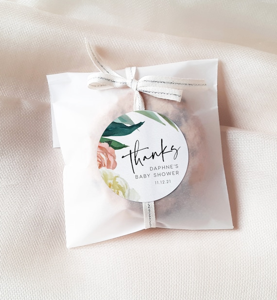 Baby Shower Thanks Sticker Template INSTANT DOWNLOAD Round Thanks Tag, Favour, Thanks Stickers, Templett Round Sticker Floral - PBS010
