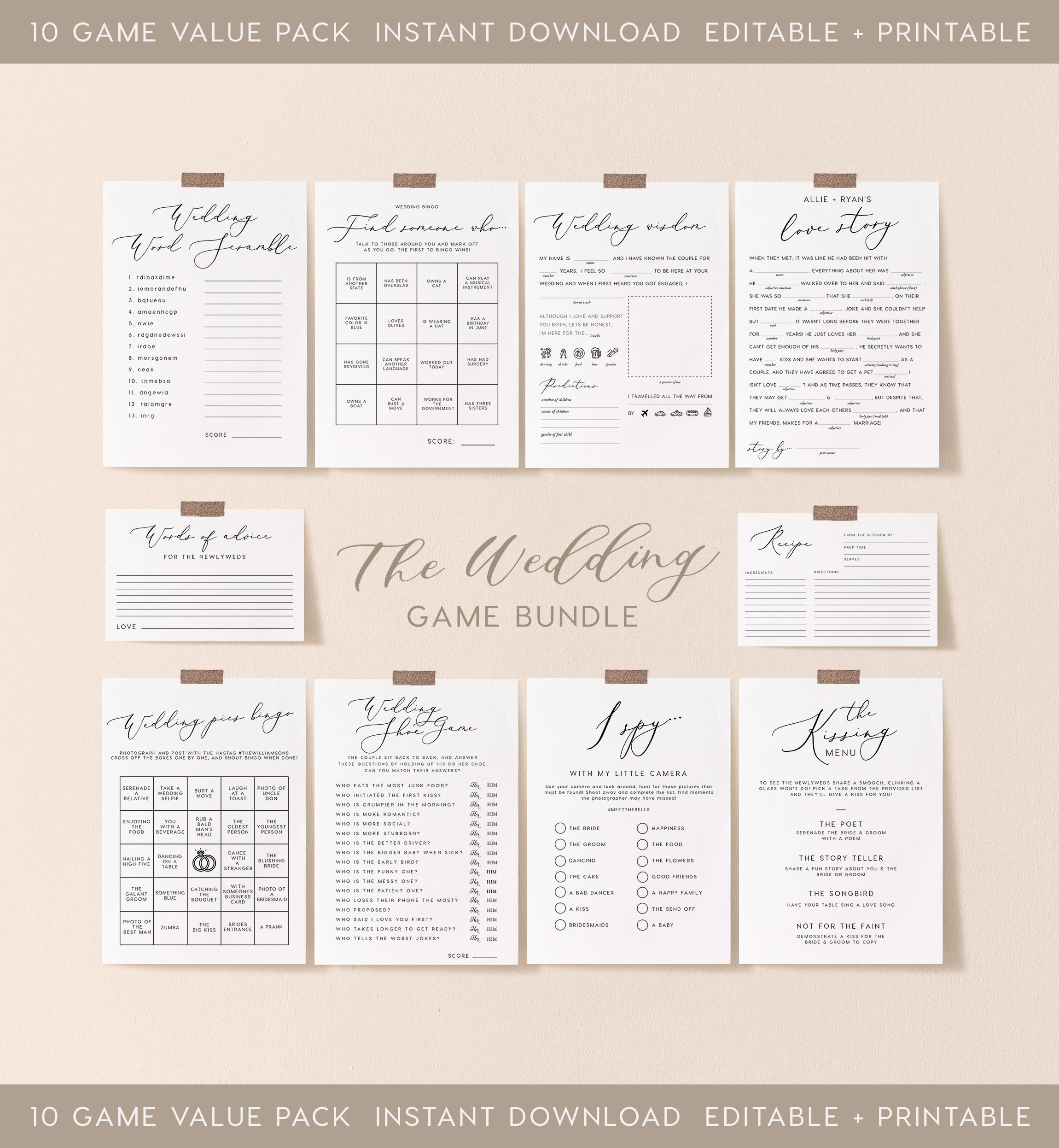 Wedding Table Games Bundle INSTANT DOWNLOAD Value Game Etsy UK