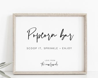 Popcorn Bar Sign INSTANT DOWNLOAD Editable PDF, Let's get this party poppin, Please take a scoop, Popcorn Sign, Please take one 8x10 PEO051