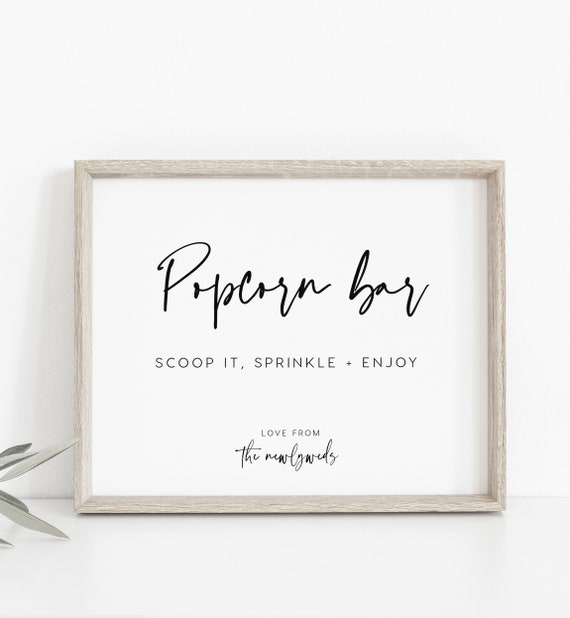 Popcorn Bar Sign INSTANT DOWNLOAD Editable PDF, Let's get this party poppin, Please take a scoop, Popcorn Sign, Please take one 8x10 PEO051