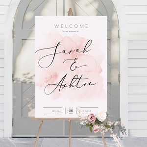 Blush pink welcome Sign INSTANT DOWNLOAD Poster, Portrait, Templett, Printable Wedding or Bridal Shower Sign - 24x36, 18x24, A1, A2 PEO015