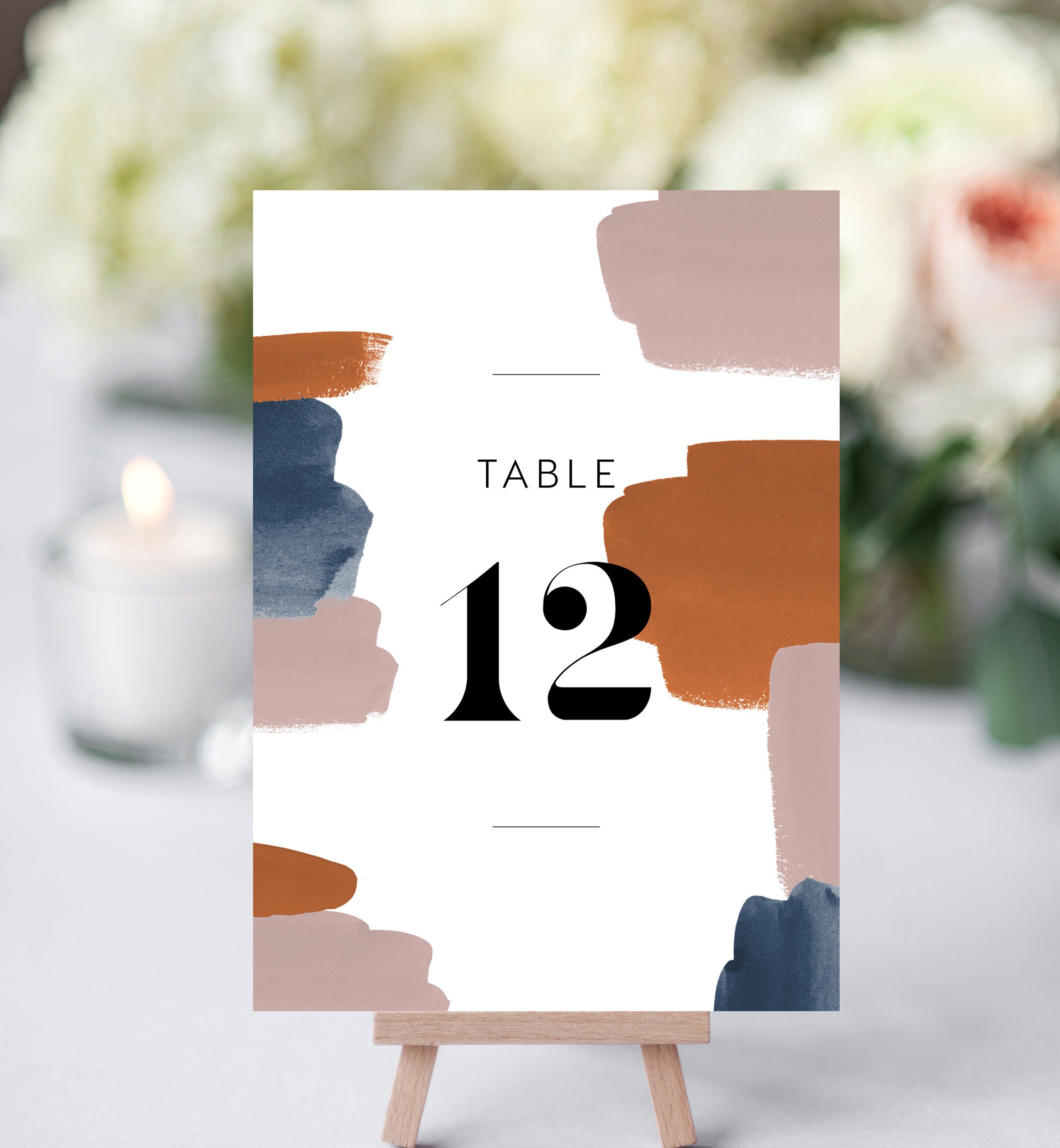 Abstract Table Number INSTANT DOWNLOAD Minimal, Simple, Minimal, White ...