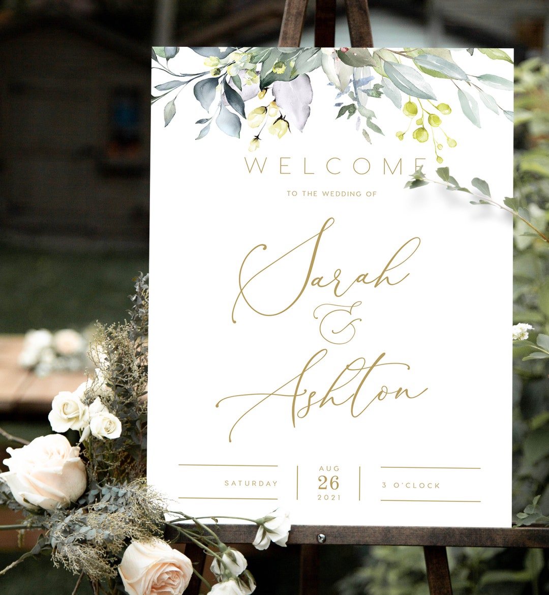 Greenery Welcome Sign INSTANT DOWNLOAD Poster, Portrait, Templett ...