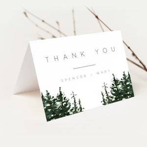 Tarjeta de agradecimiento Greenery DESCARGA INSTANTE Plano Gracias, Nota de agradecimiento, Servilleta, Templett, Imprimible, Mínimo, Simple - 3.5x5" PEO050