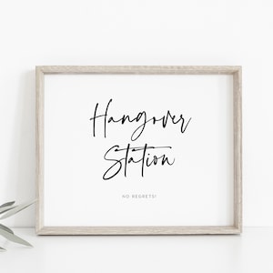 Modelo pdf editável de placa de estação de ressaca, DOWNLOAD INSTANTÂNEO, bebidas de casamento, placa de álcool, pôster de ressaca, placa de ressaca - PEO051