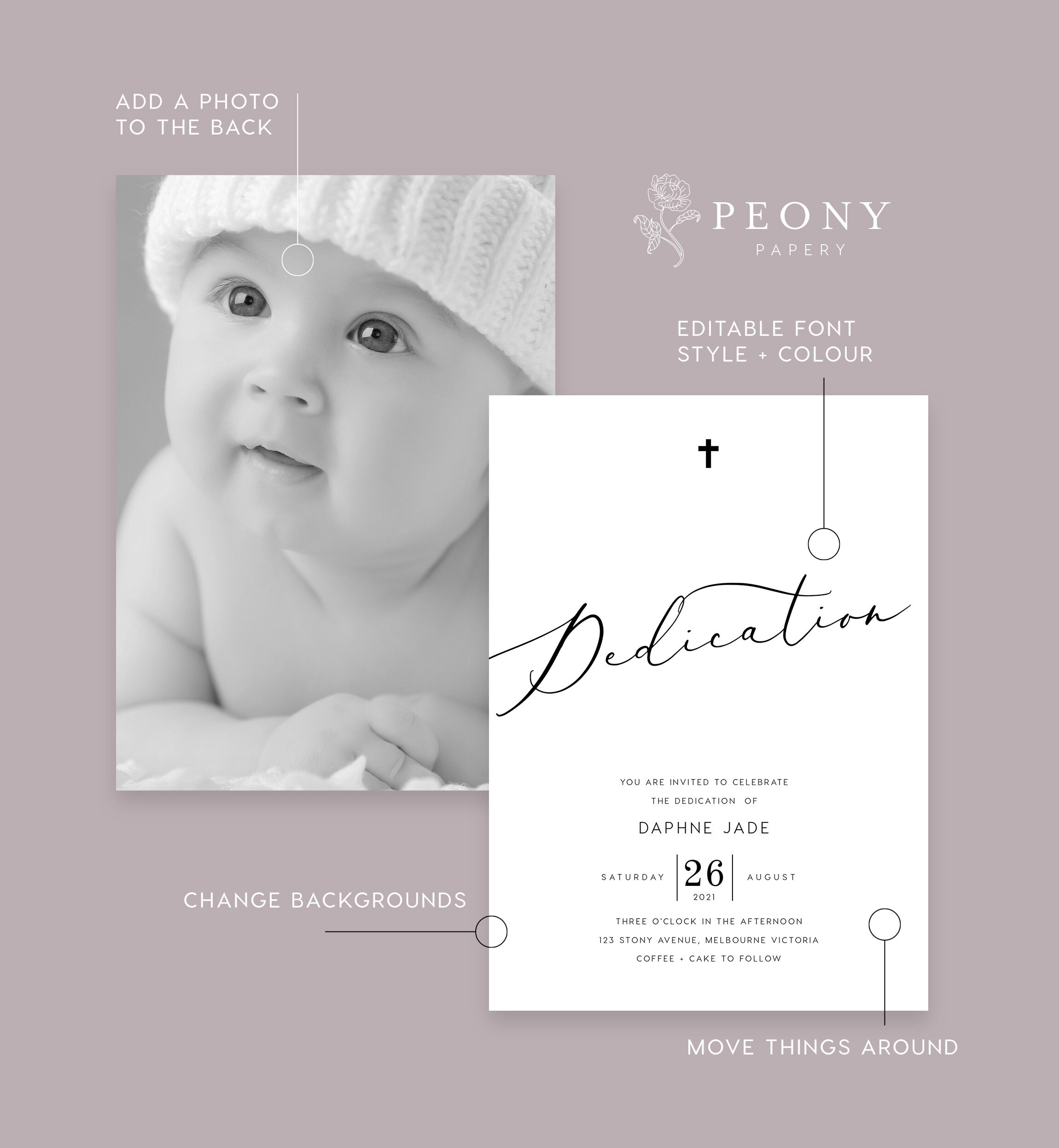 Dedication Invitation INSTANT DOWNLOAD Editable Printable Etsy