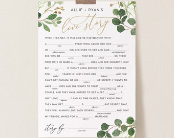 Bridal Shower Mad Libs Game INSTANT DOWNLOAD Wedding Reception Games Funny Bridal Shower Game DIY Wedding Shower Wed Libs Printable - PEO008