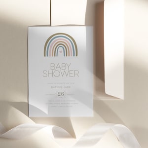 Rainbow Baby Shower Invitation INSTANT DOWNLOAD Editable, PDF Printable, Sprinkle, Brunch, Baby Shower Invite, 5x7, Australia - PBS003