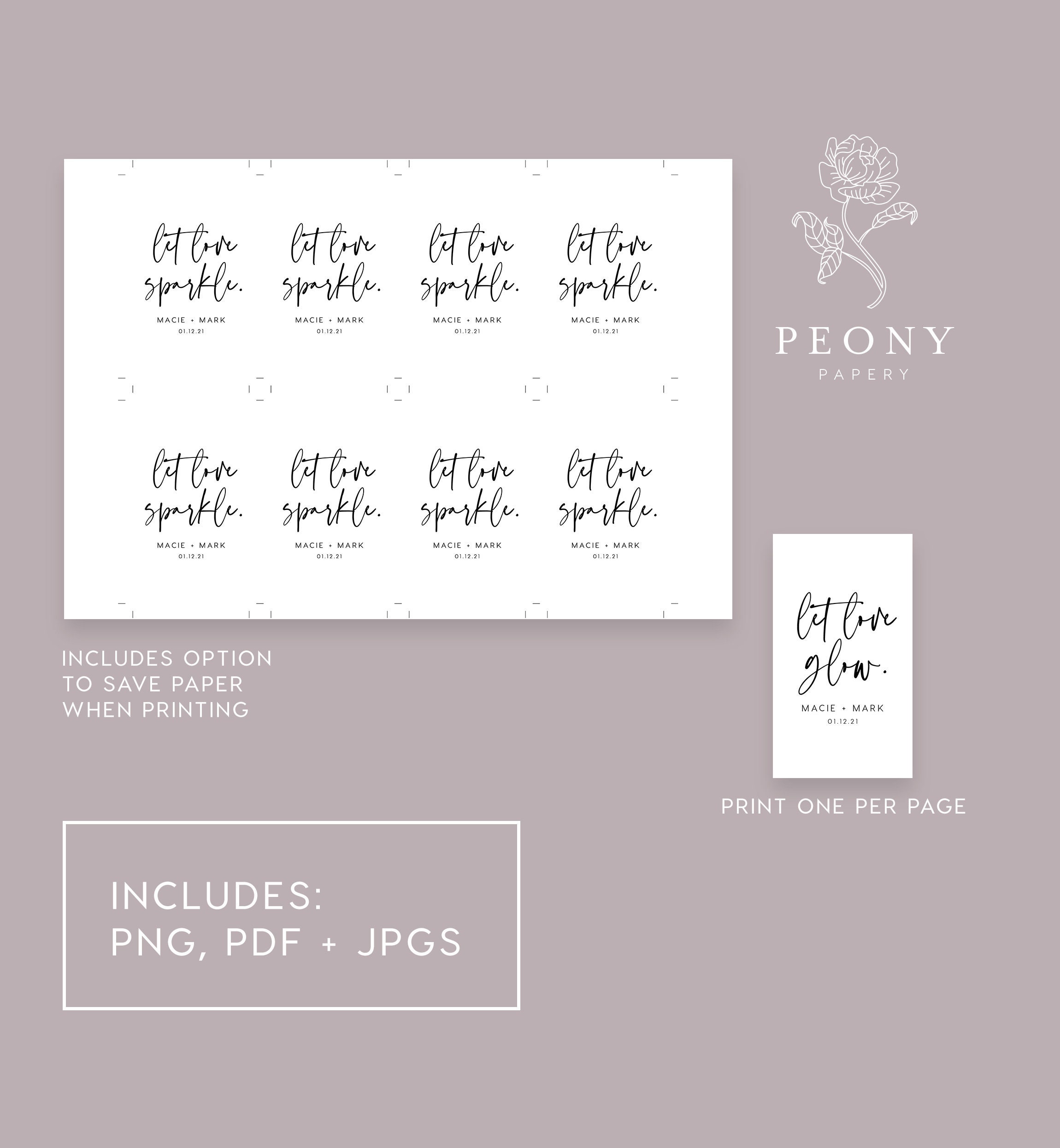 Send Off Sticker Sparkler Send off Tag INSTANT DOWNLOAD, Light Em up Card, Let Love Glow ...