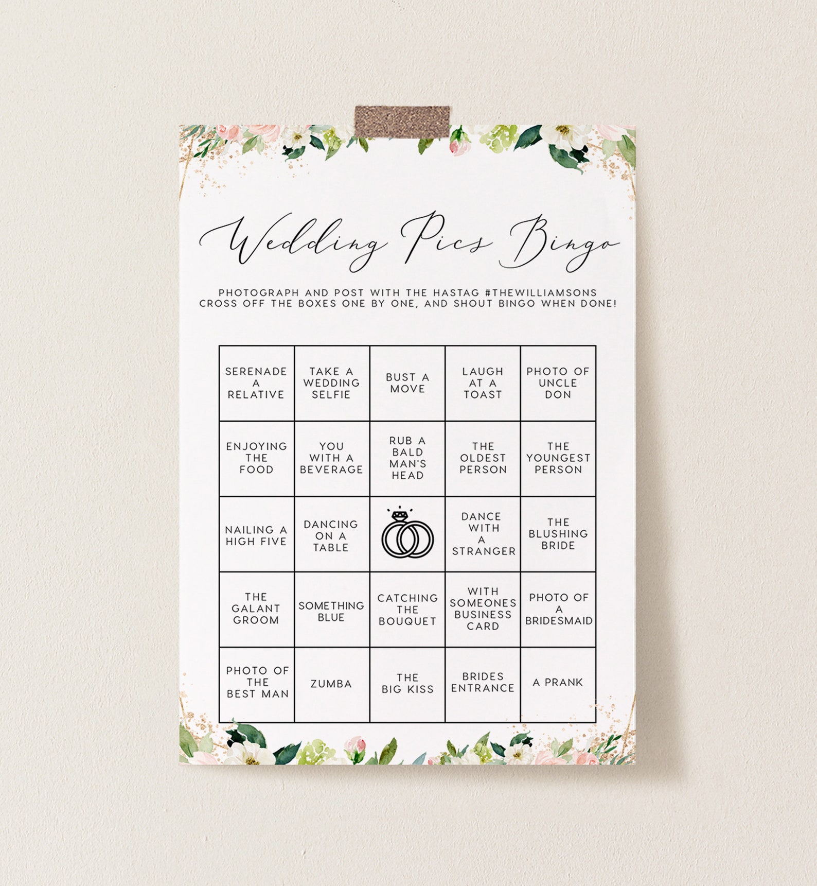 Wedding Table Games Photo Bingo Game INSTANT DOWNLOAD Bridal Etsy