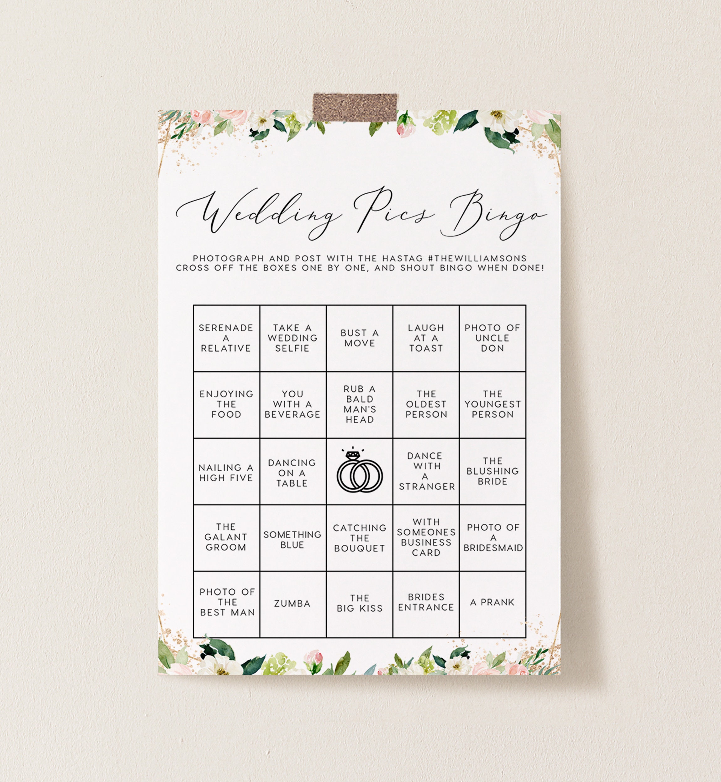 Wedding Table Games Photo Bingo Game INSTANT DOWNLOAD Bridal Etsy