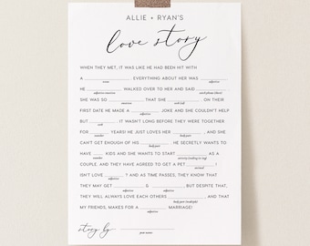 Bridal Shower Mad Libs Game INSTANT DOWNLOAD Wedding Reception Games Funny Bridal Shower Game DIY Wedding Shower Wed Libs Printable - PEO004