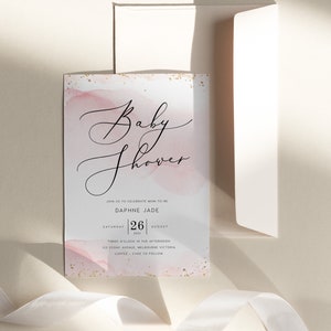 Blush + Gold Baby Shower Invitation INSTANT DOWNLOAD Editable, PDF Printable, Sprinkle, Brunch, Baby Shower Invite, 5x7, Australia - PBS001
