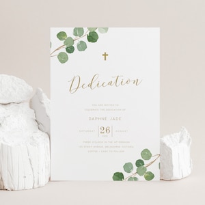 Dedication Invitation INSTANT DOWNLOAD Editable, Printable, 5x7, Australia, First Holy Communion, Baptism, Christening, Greenery - PR024