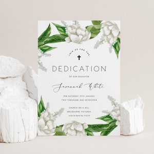 Dedication Invitation INSTANT DOWNLOAD Editable, Printable, 5x7, Australia, First Holy Communion, Baptism, Christening, Floral - PR001