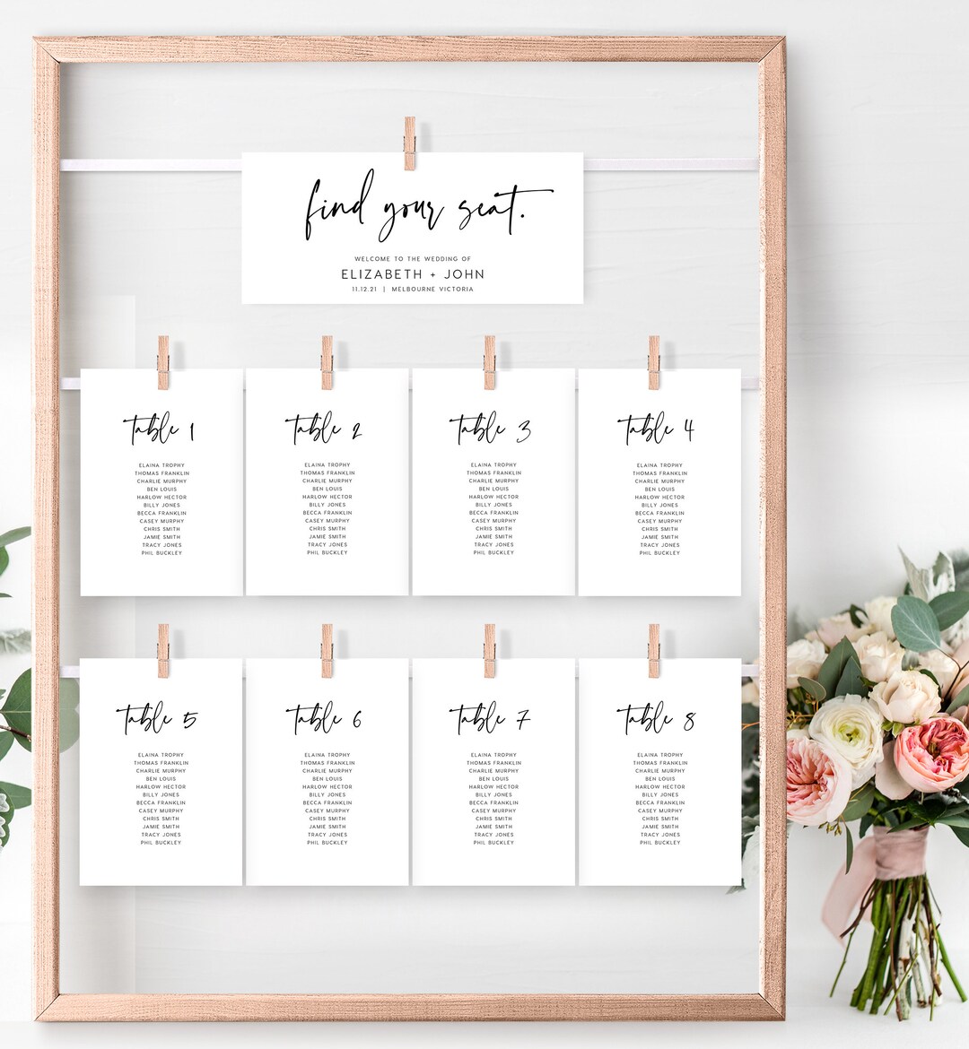 Seating Chart Small Pages INSTANT DOWNLOAD, Editable Pdf, Seating Plan ...