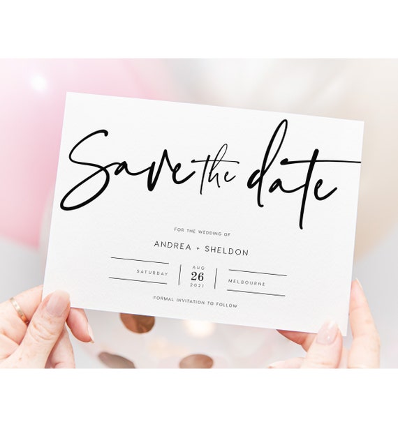 Modern Save the Date INSTANT DOWNLOAD Minimal, Simple, Minimal, White, Basic Save the date Announcement Editable Templett Template PEO051