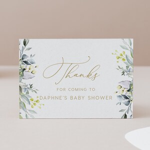 Greenery Gracias Tarjeta DESCARGA INSTANTE Plano Gracias Nota de Gracias, Servilleta, Templett, Imprimible, Baby Shower Gracias - 3.5x5" PBS004
