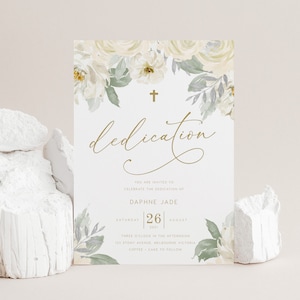 Dedication Invitation INSTANT DOWNLOAD Editable, Printable, 5x7, Australia, First Holy Communion, Baptism, Christening, Floral - PR015