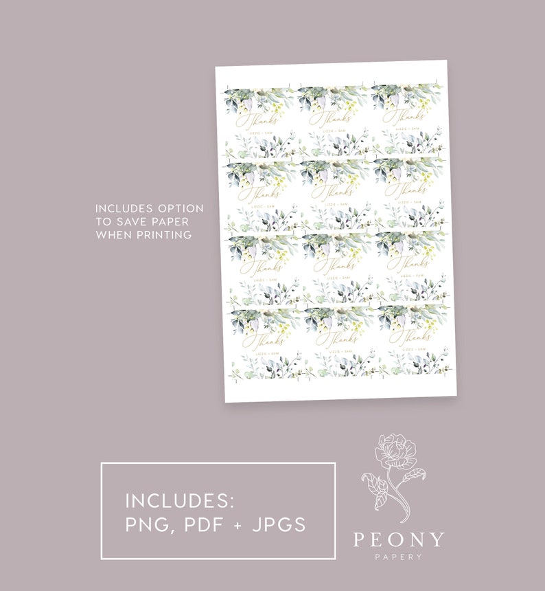 Eukalyptus Thank You Tag INSTANT DOWNLOAD Platz Gunst Tag, Gunst, Dank Tag, Templett, printable, grün, einfach - 5x2" PEO021 Bild 2