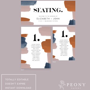 Seating Chart Small Pages INSTANT DOWNLOAD, Editable Pdf, Seating Plan ...